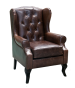 Vintage Brown Leather Wingback Armchair